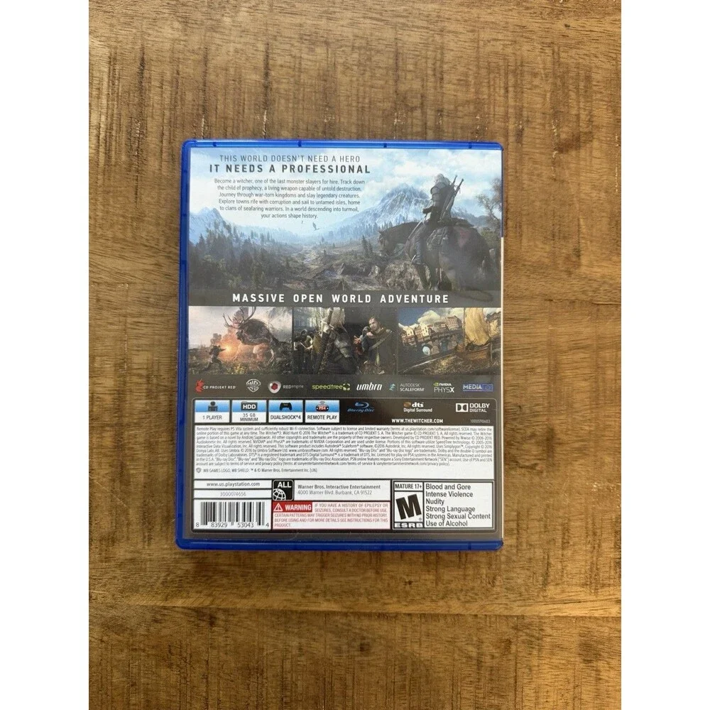 Witcher‎ 3: Wild Hunt Sony PlayStation 4 PS4 Map Included